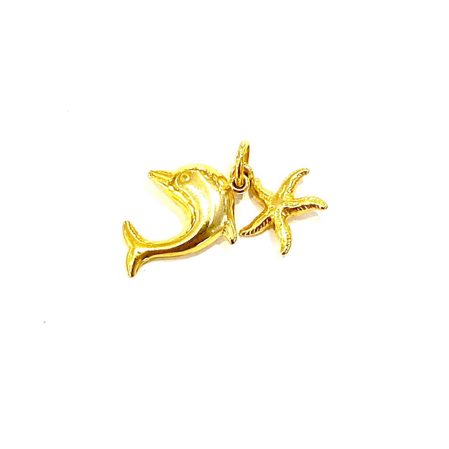 9ct Yellow Gold Dolphin & Starfish Charm Pendant