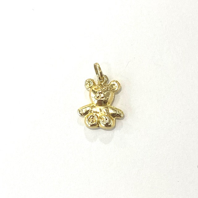 9ct Yellow Gold Hollow Teddy Bear Charm Pendant