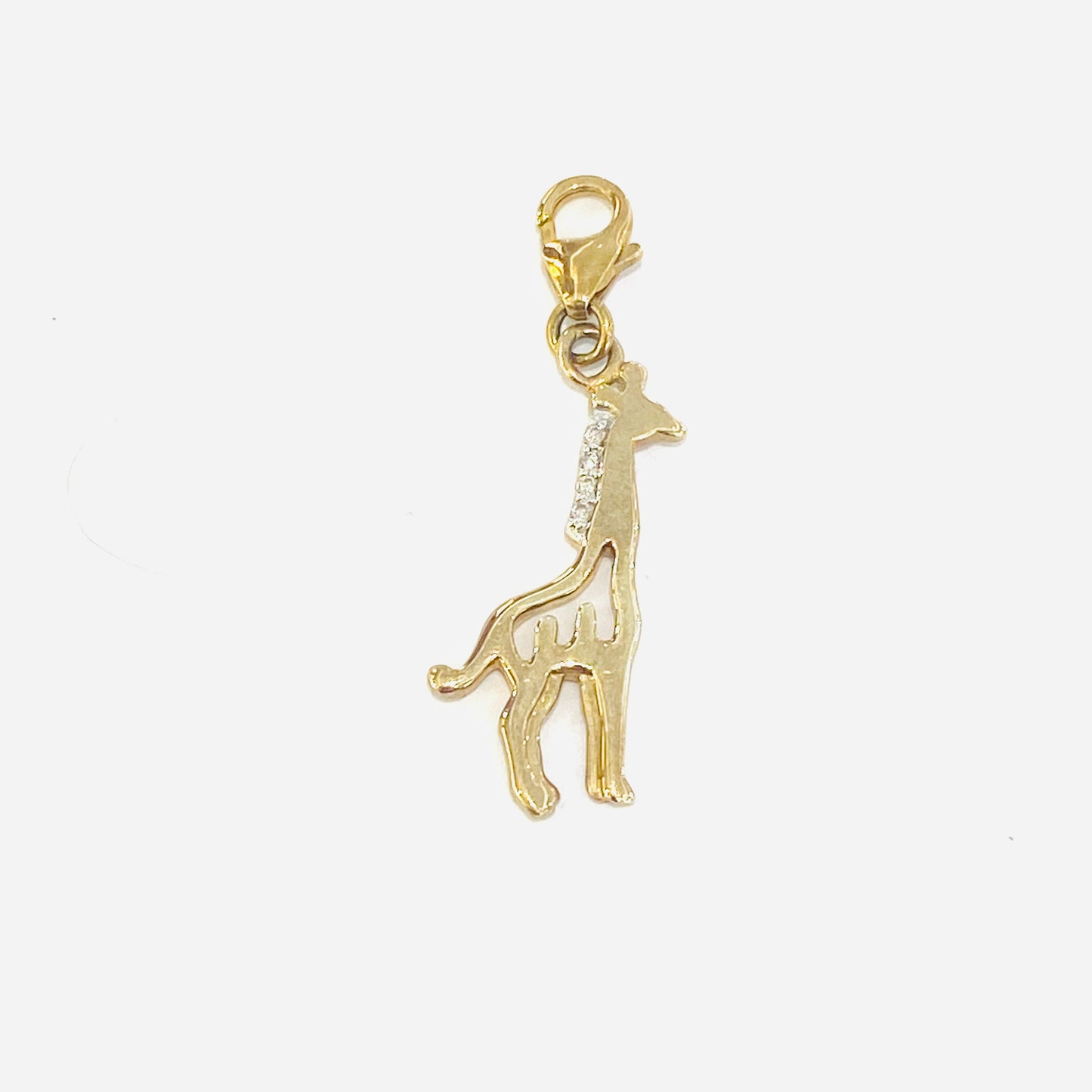 9ct Yellow Gold Diamond Set Giraffe Clip on Charm
