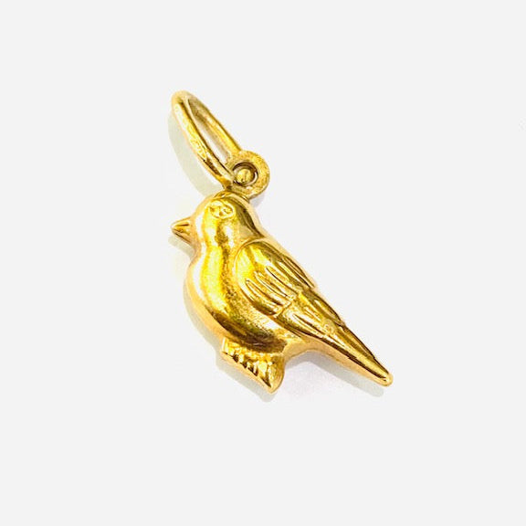 18ct Yellow Gold Bird Charm Pendant Pre Loved