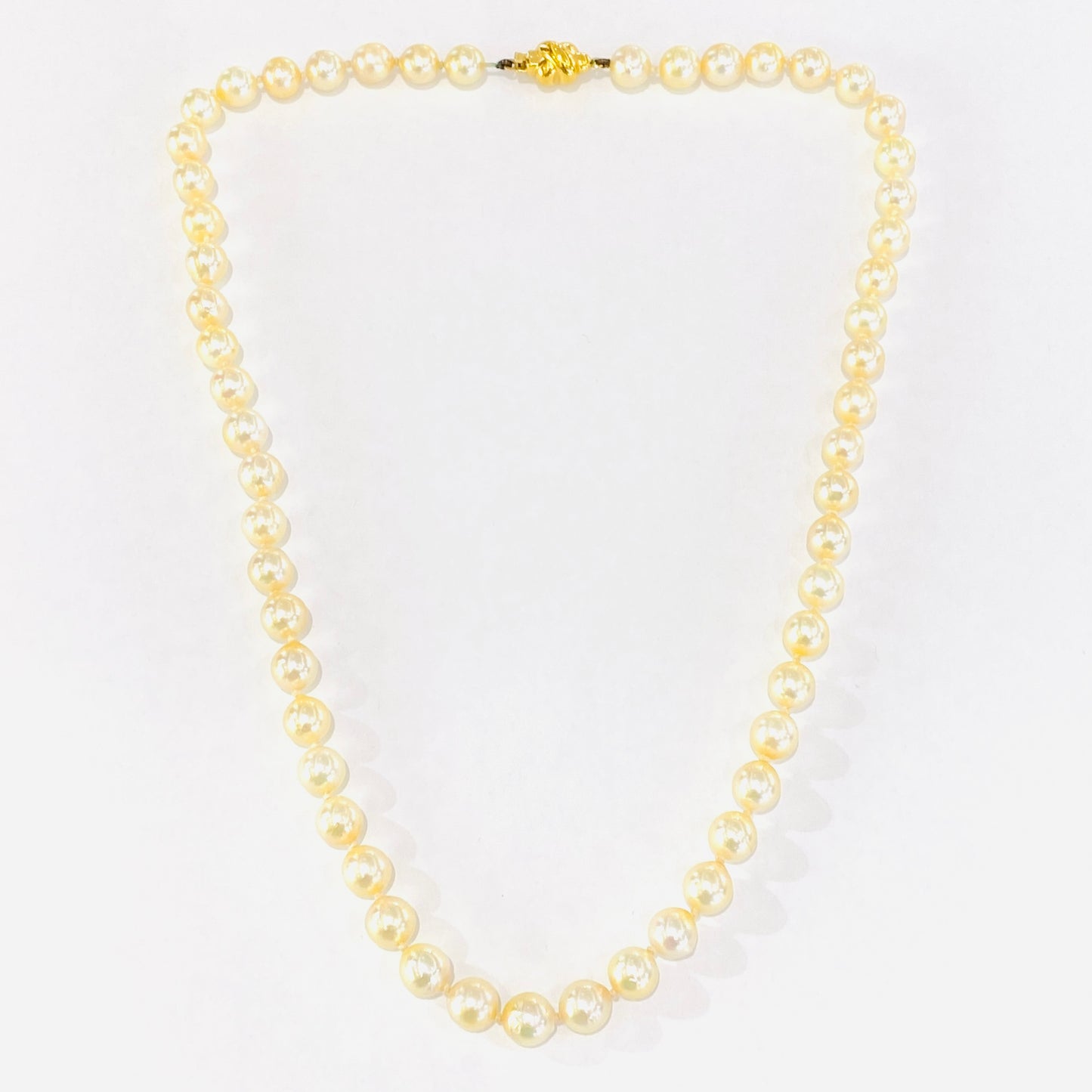 Cultured Pearl Knotted Necklace With 9ct Gold Clasp Preloved