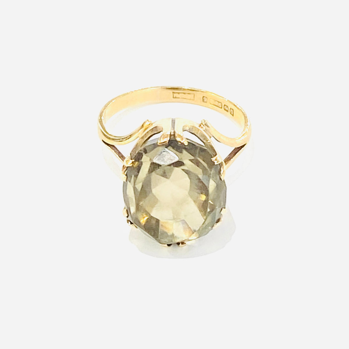 9ct Yellow Gold Smokey Quartz Set Ring Pre Loved
