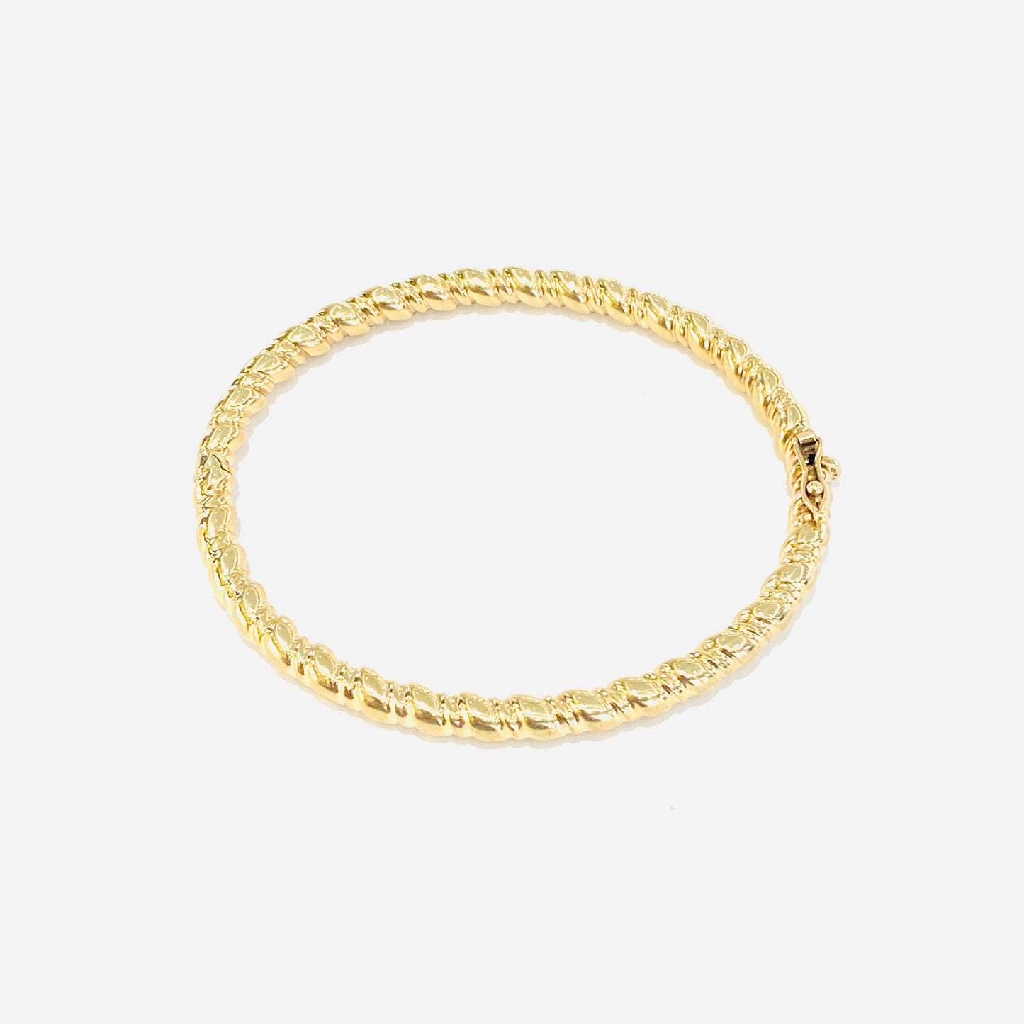 9ct Yellow Gold Patterned Hinge Bangle Pre Loved