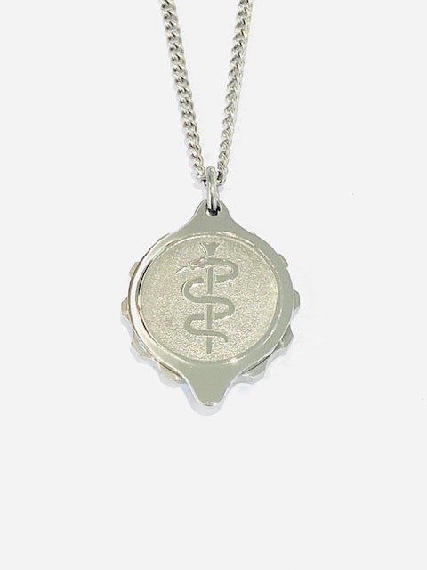 Stainless Steel SOS Talisman Snake & Staff Necklace