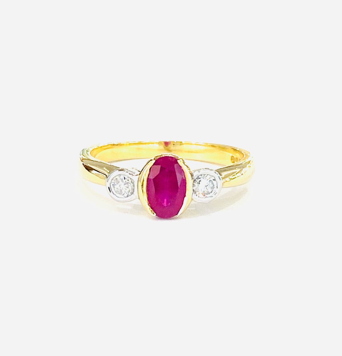 18ct Yellow/White Gold Ruby & Diamond Dress Ring