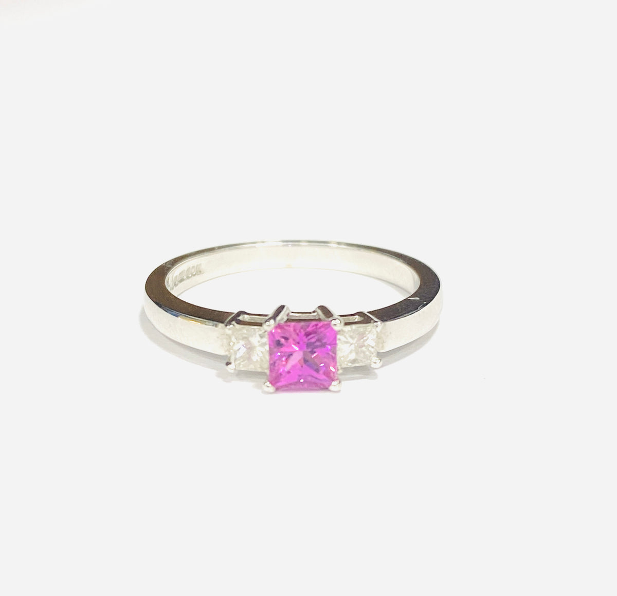 18ct White Gold Pink Sapphire & Diamond Ring