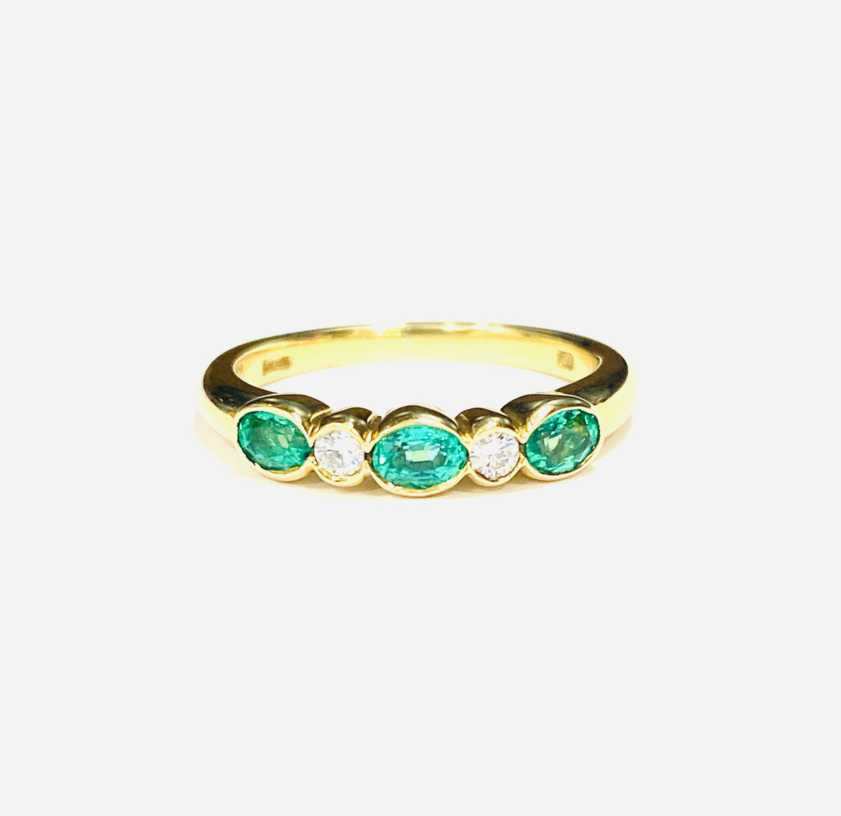 18ct Yellow Gold Emerald & Diamond Eternity Ring