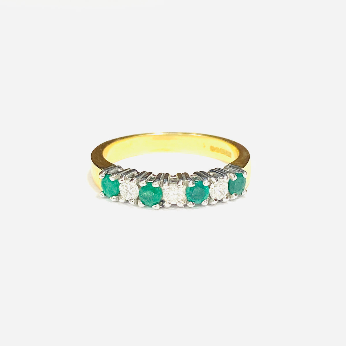 18ct Yellow Gold Emerald & Diamond Eternity Ring