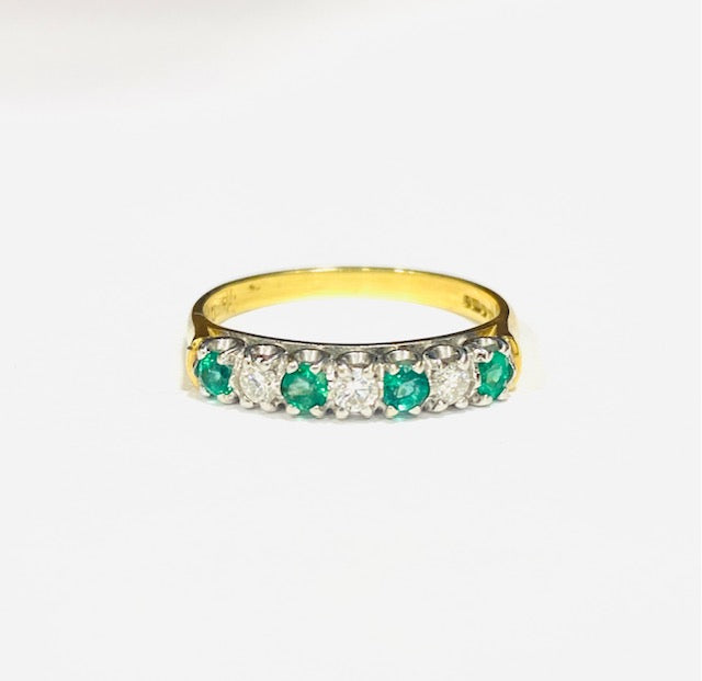 18ct Yellow Gold Emerald & Diamond Eternity Ring
