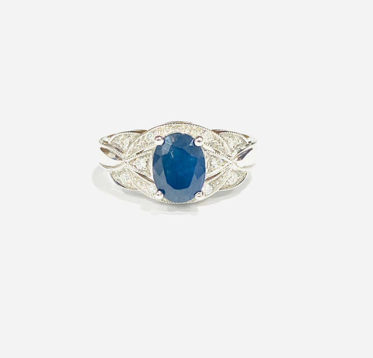 9ct White Gold Sapphire & Diamond Dress Ring