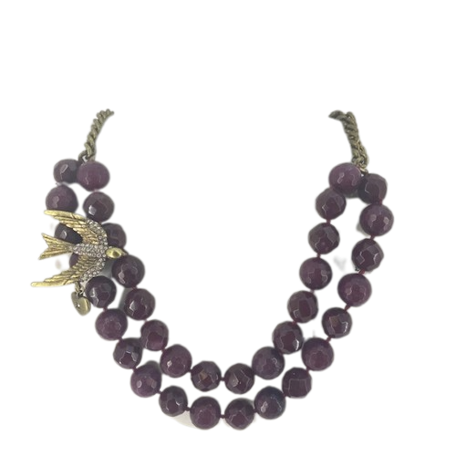 JA4776716 Fossil Ladies Dark Berry Rare Bird Brass Plated Necklace