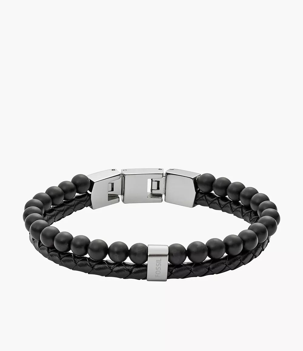 Fossil Vintage Casual Leather and beaded Multi-Strand Bracelet JF02763040