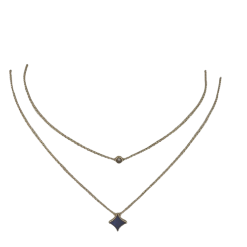 Fossil Rose Gold Plated Stainless Steel Blue MOP Double Necklace JF03196791