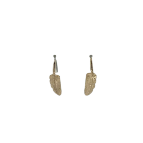 JF036687981 Feather Rose Gold-Tone Stainless Steel Hoop Earrings
