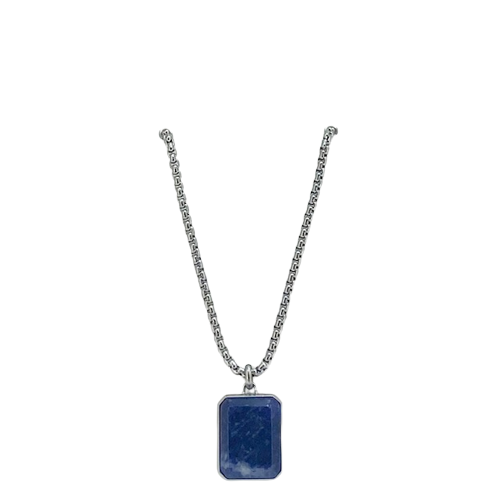 Fossil Blue Sodalite Pendant Chain Necklace JF04469040