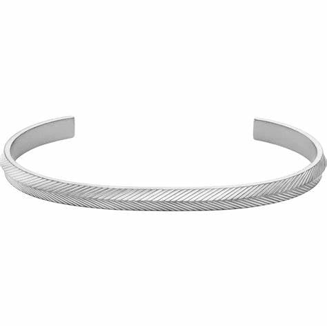 Fossil Harlow Stainless Steel Linear Texture Cuff Bangle JF04566040
