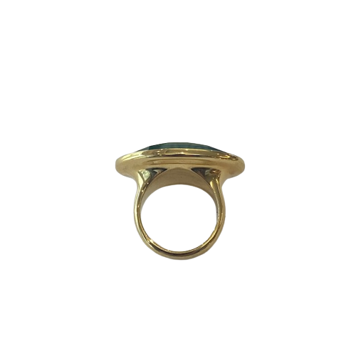 CK Genuine Calvin Klein Ellipse Sterling Silver Plated Gold Turquoise Coloured Faceted Stone Set Ring Size 54 / N KJ10BR01040