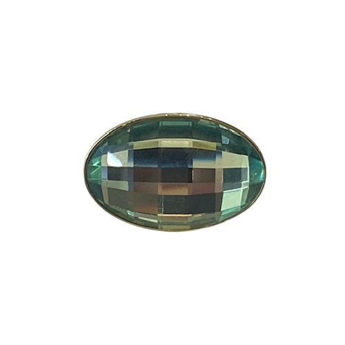 CK Genuine Calvin Klein Ellipse Sterling Silver Plated Gold Turquoise Coloured Faceted Stone Set Ring Size 54 / N KJ10BR01040