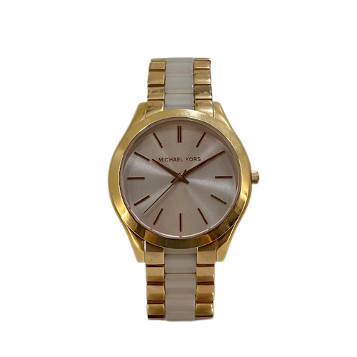 Michael Kors Slim Runway PVD Gold Plated Stainless Steel Bracelet Watch MK4294