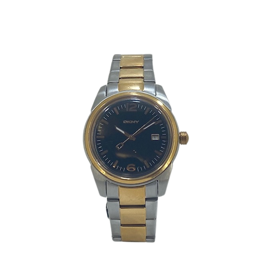 DKNY Unisex 2 tone Bracelet with Black Dial and Date Watch