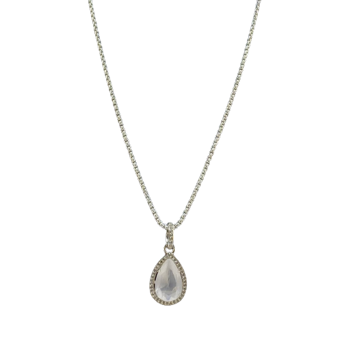 Thomas Sabo Silver Pear Shaped Milky Quartz Cubic Zirconia Pendant ref PE696-690-14