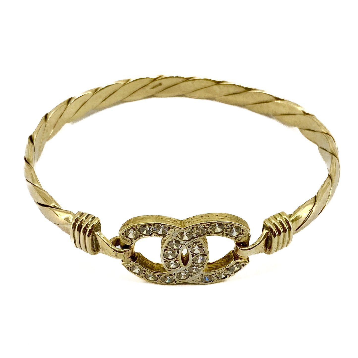 9ct Yellow Gold Stone Set Bangle Pre Loved