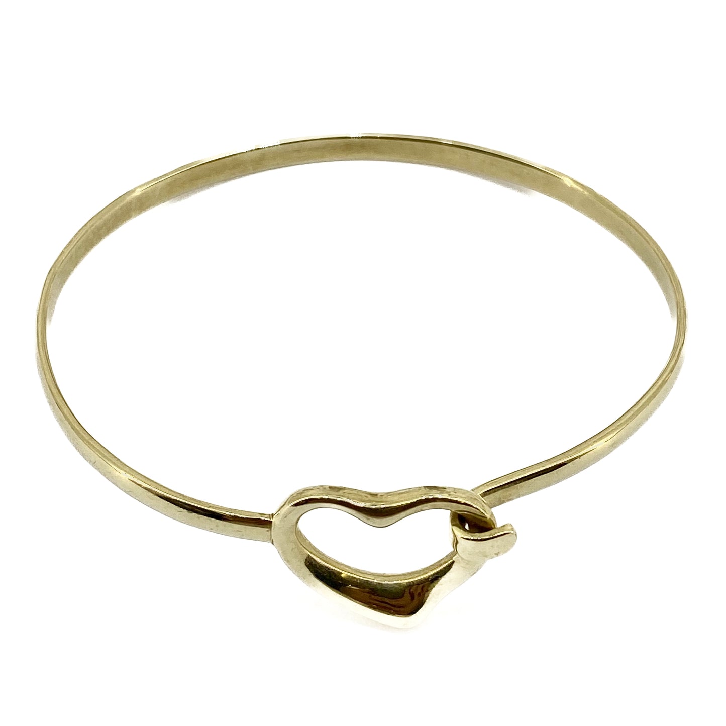 9ct Yellow Gold Heart Bangle Pre Loved