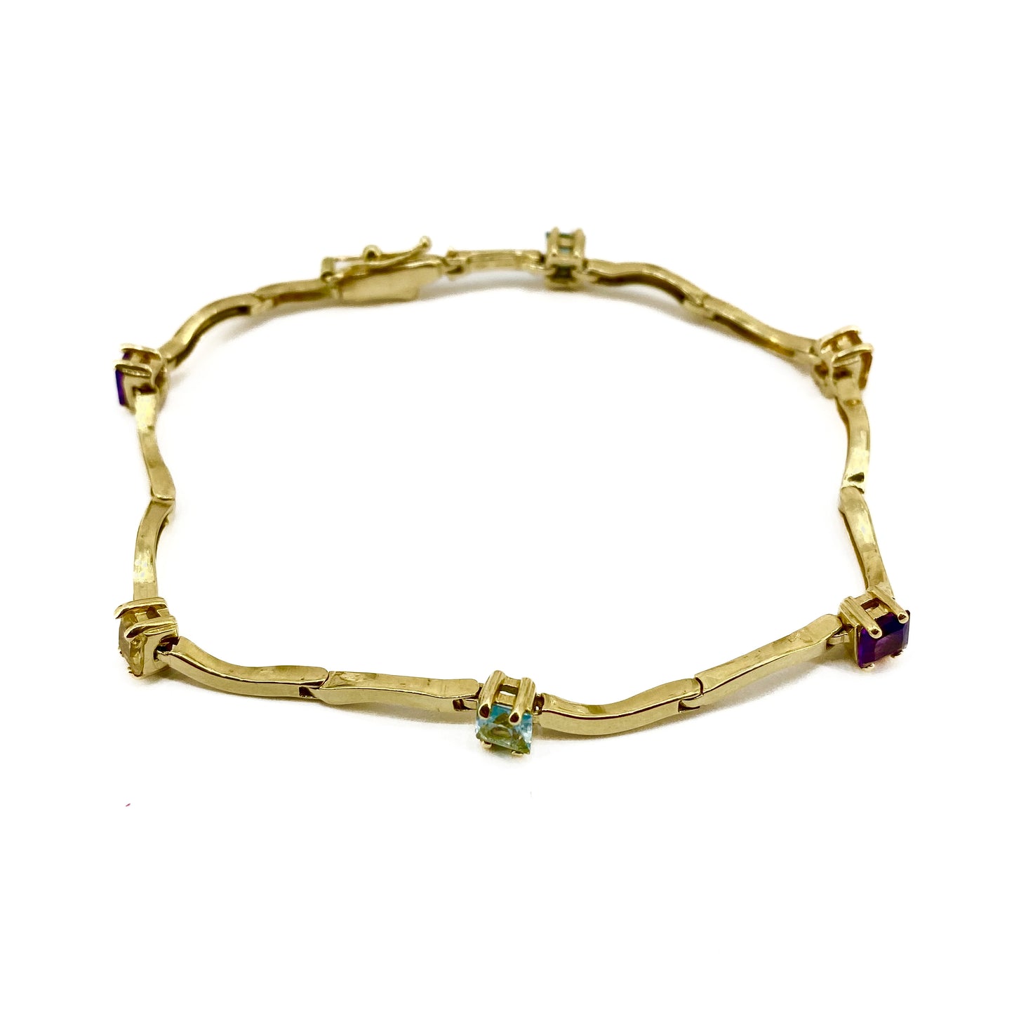 18ct Yellow Gold Multi-Coloured Stone Set Bracelet Pre Loved