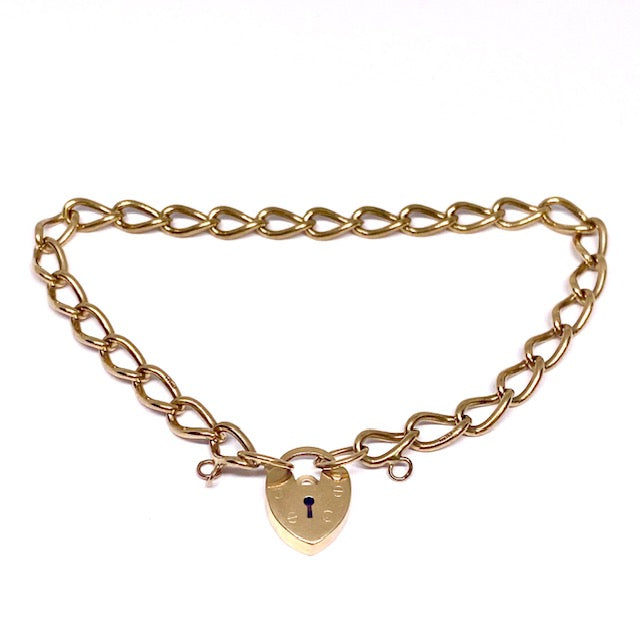 9ct Yellow Charm bracelet with padlock Pre-Loved