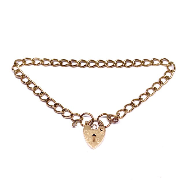 9ct Yellow Gold Charm bracelet with padlock Pre-Loved