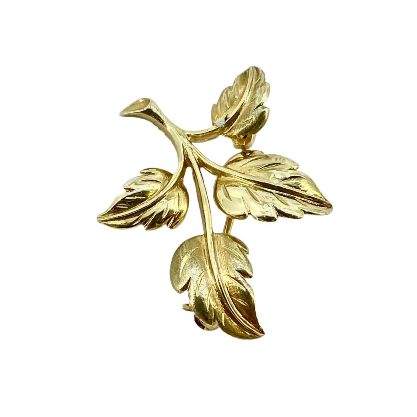 9ct Yellow Gold Leaves Brooch Pre Loved