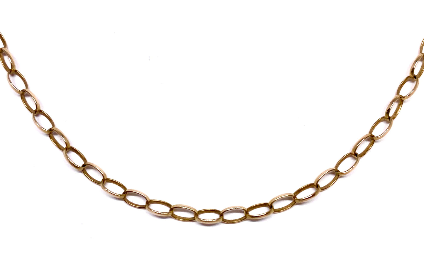 9ct Yellow Gold 18 inches Oval Belcher Link Chain Pre-Loved