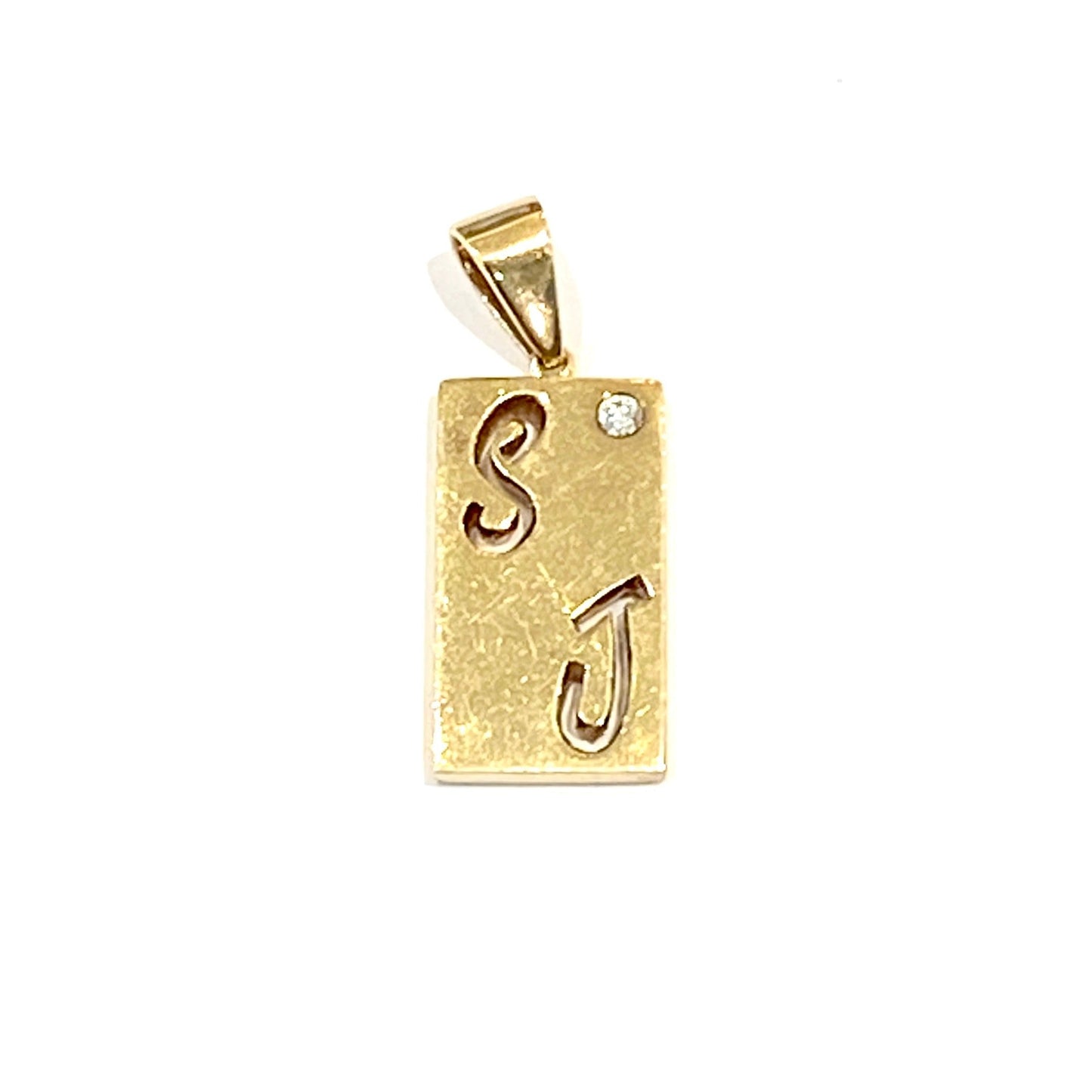 9ct Yellow Gold S J Initials Diamond Set Charm Pre Loved