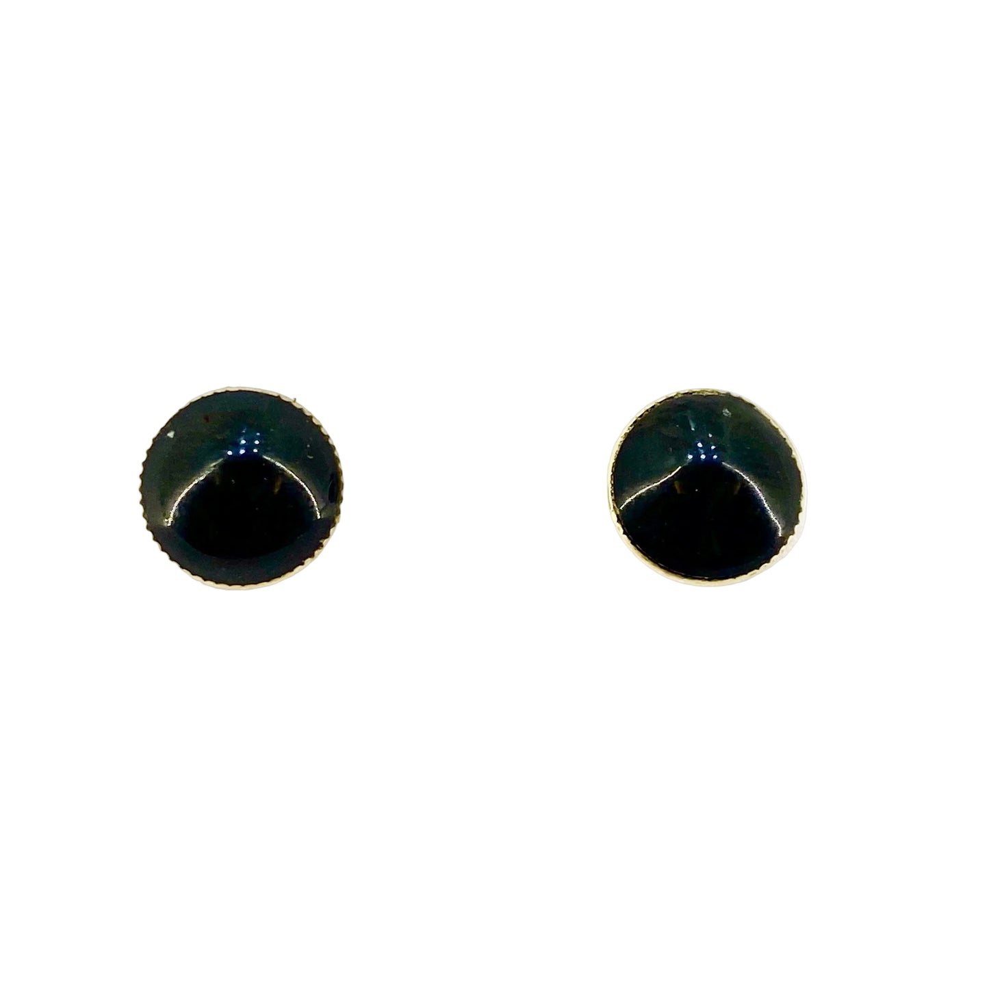 9ct Yellow Gold Black Onyx Set Stud Earrings Pre Loved
