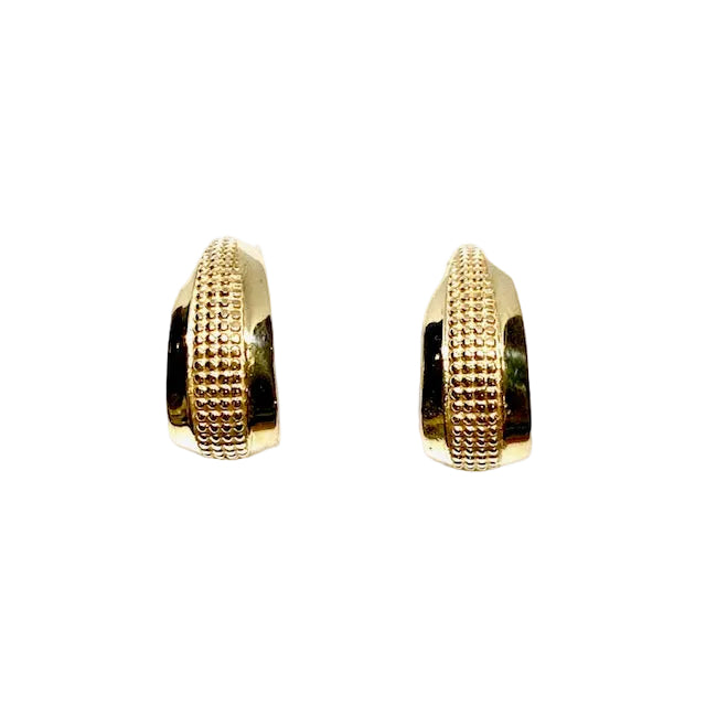 9ct Yellow Gold Patterned Half Hoop Earrings