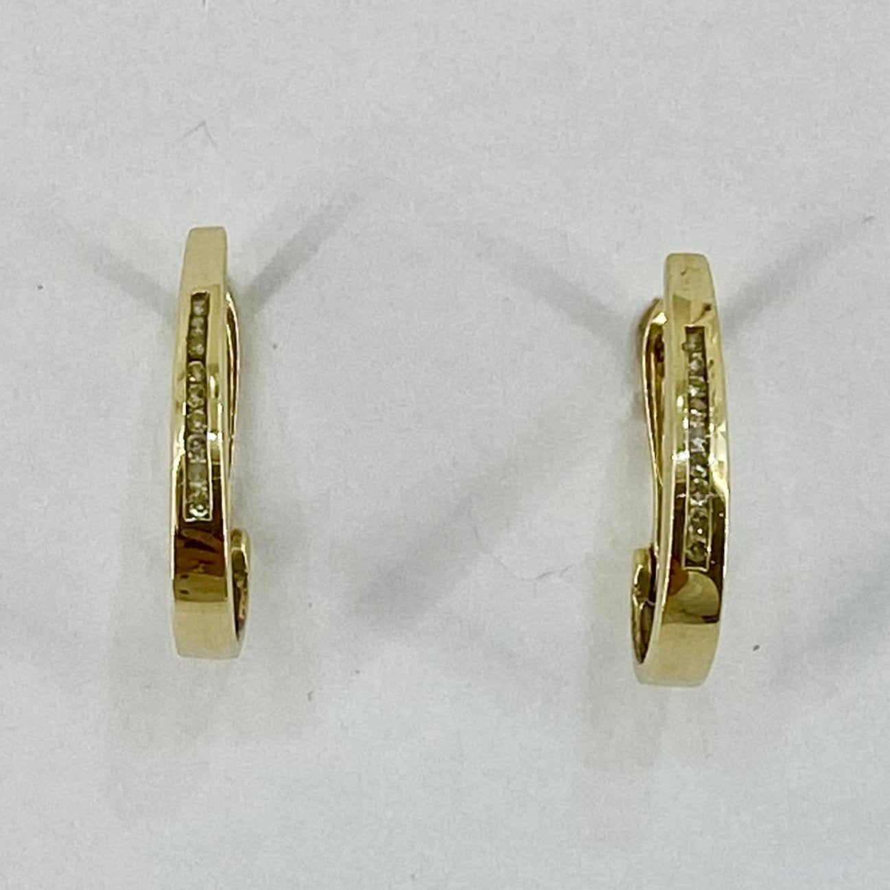 9ct Yellow Gold Half Hoop CZ Set Earrings Pre Loved