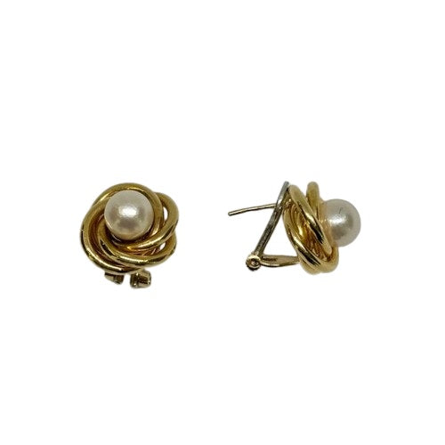 18ct Yellow Gold Cultured Pearl Stud Earrings Pre-Loved