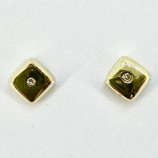 10ct Yellow Gold Diamond Set Stud Earrings Pre-Loved