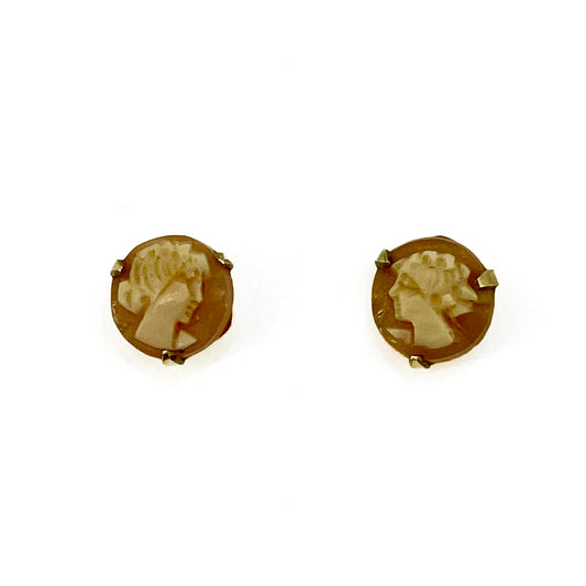 9ct Yellow Cameo Stud Earrings Pre Loved
