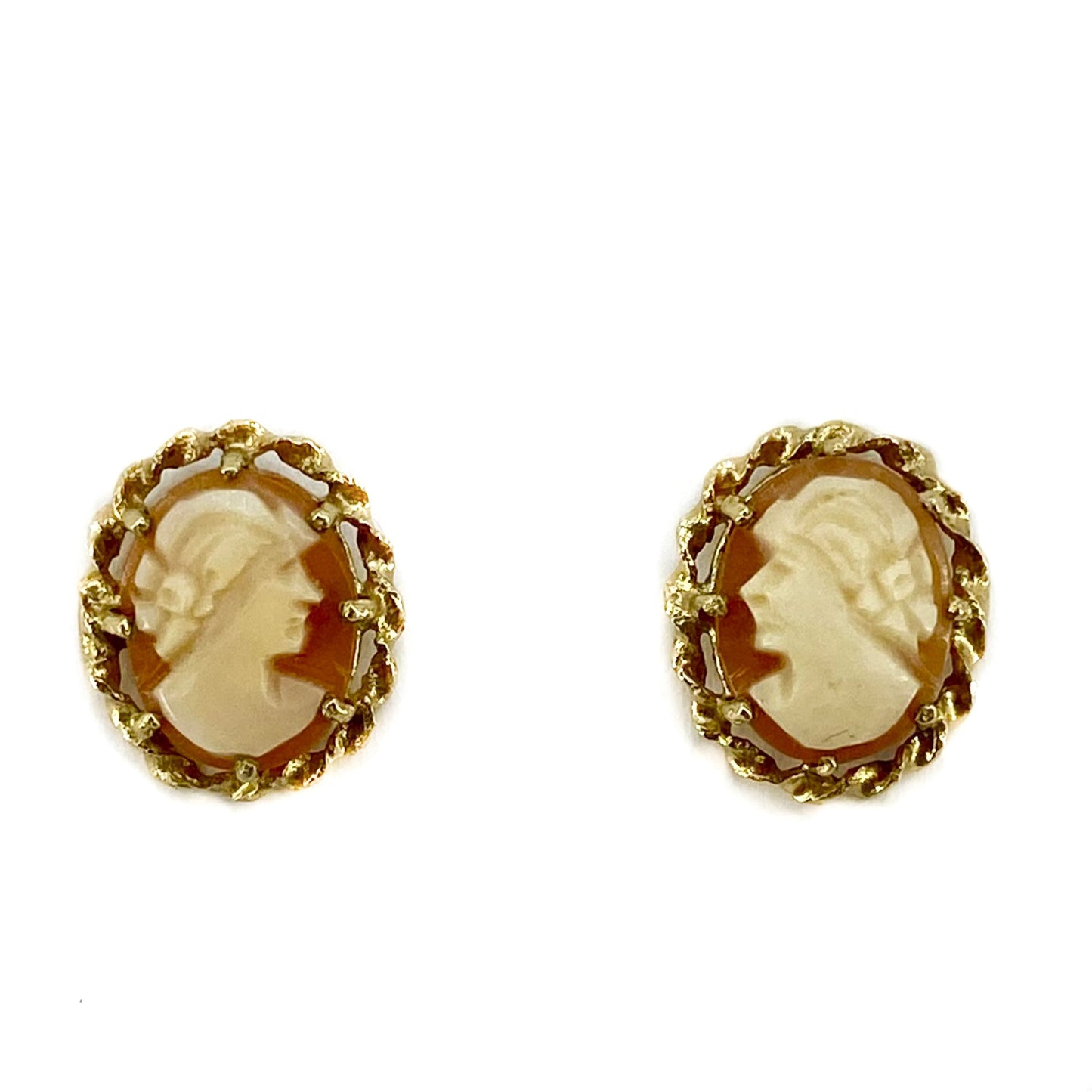 9ct Yellow Cameo Stud Earrings Pre Loved