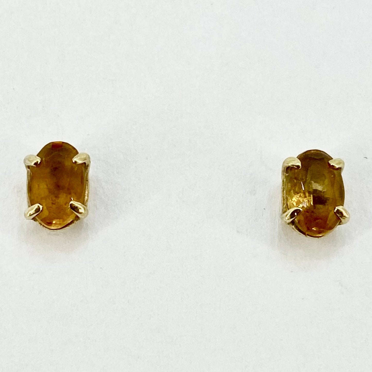 9ct Yellow Gold Citrine Set Stud Earrings Pre Loved