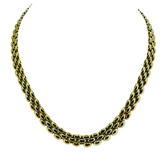 9ct Y/G Brick link 2 tone 16'' Necklet Pre Loved
