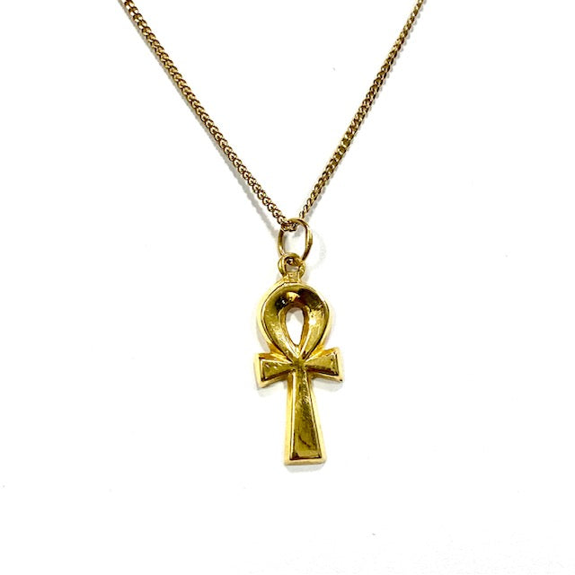 18ct Yellow Gold Gold Ankh Pendant on 18ct Gold chain Pre-Loved