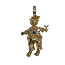 Load image into Gallery viewer, 9ct Yellow Gold Moveable Boy Pendant Set With Blue and White CZs Pre Loved
