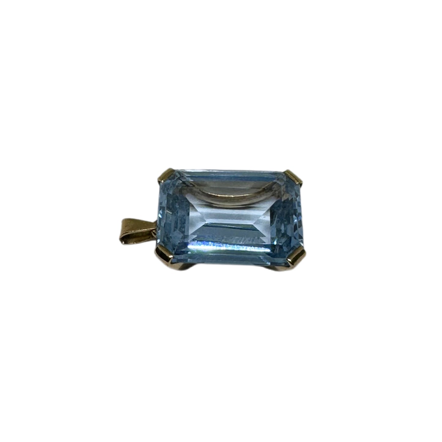9ct Yellow Gold Blue Topaz Set Pendant Pre Loved