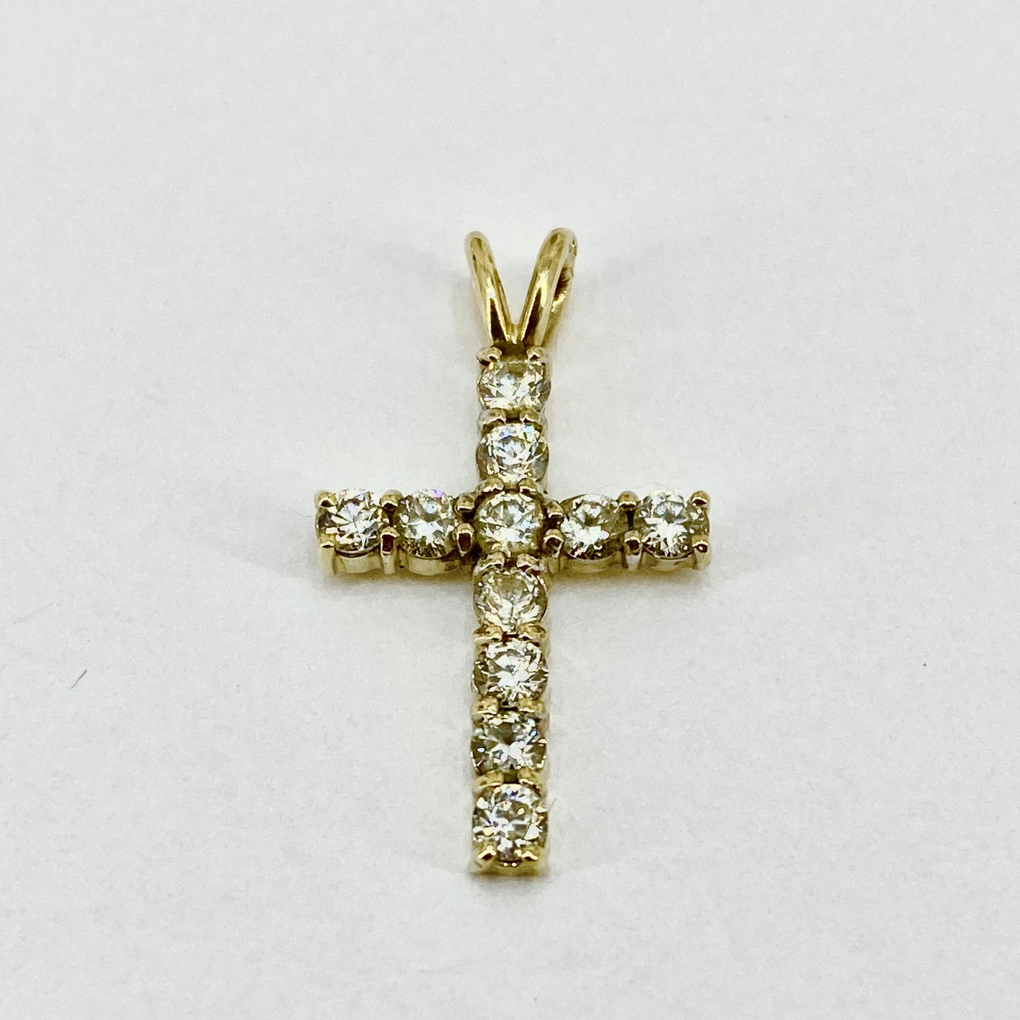 9ct Yellow Gold CZ set Cross Pendant Pre Loved