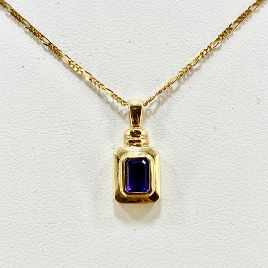 9ct Y/G Amethyst pendant on chain  Pre Loved
