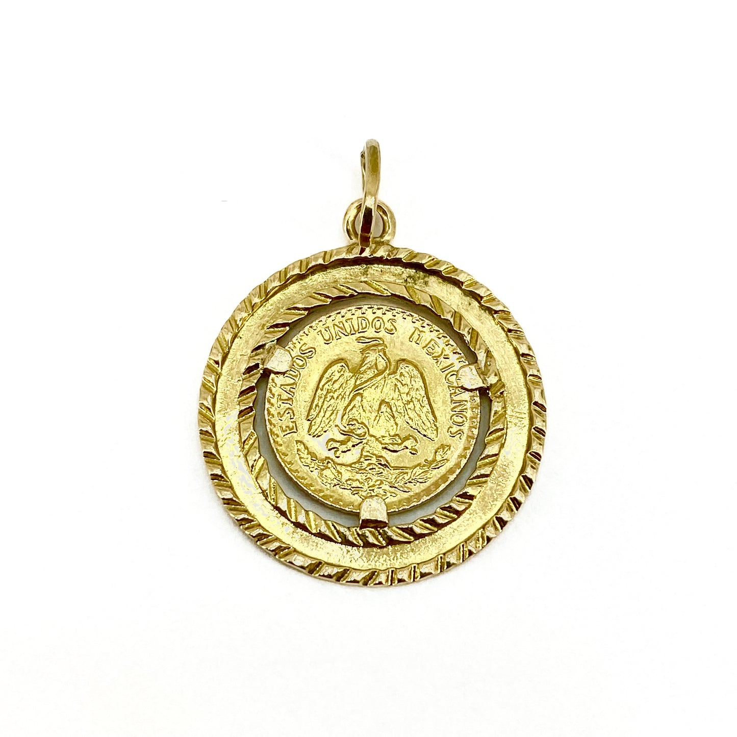 18ct Yellow Gold Pendant Mount With 22ct Peso Coin Pre Loved