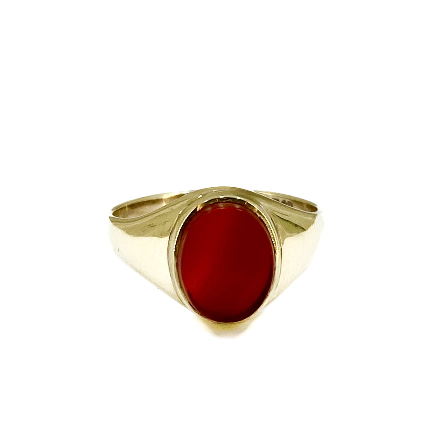 9ct Yellow Gold Red Stone Signet Ring Pre Loved
