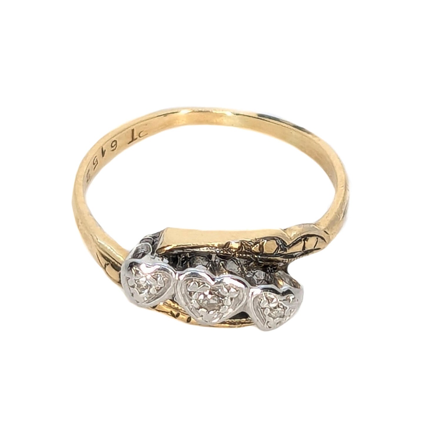 18ct Yellow Gold, 3-Hearted Diamond Ring - Pre-Loved